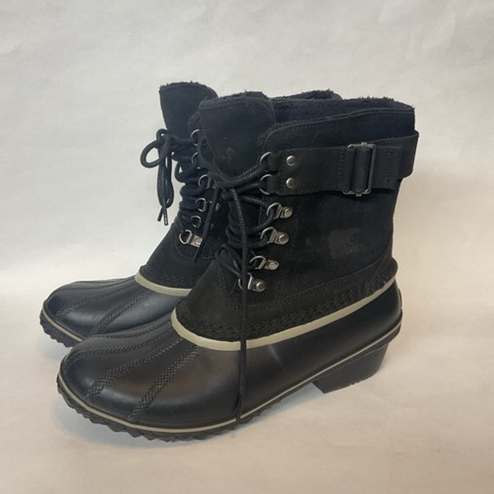 Sorel Fancy Lace II Black Suede Insulated Waterproof Winter Ankle Boots Women 10